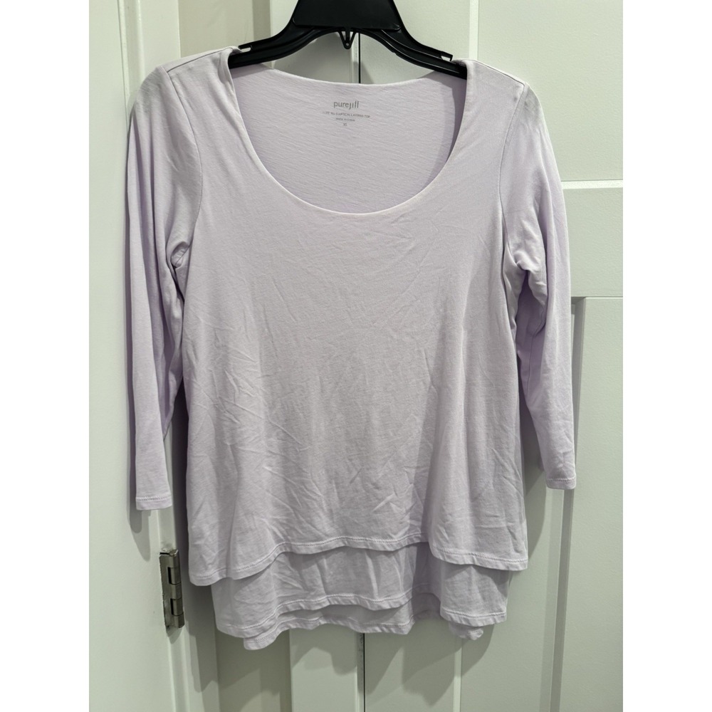 J Jill Pure Jill Elliptical Layered Top Women XS Petite Purple Lilac Athleisure